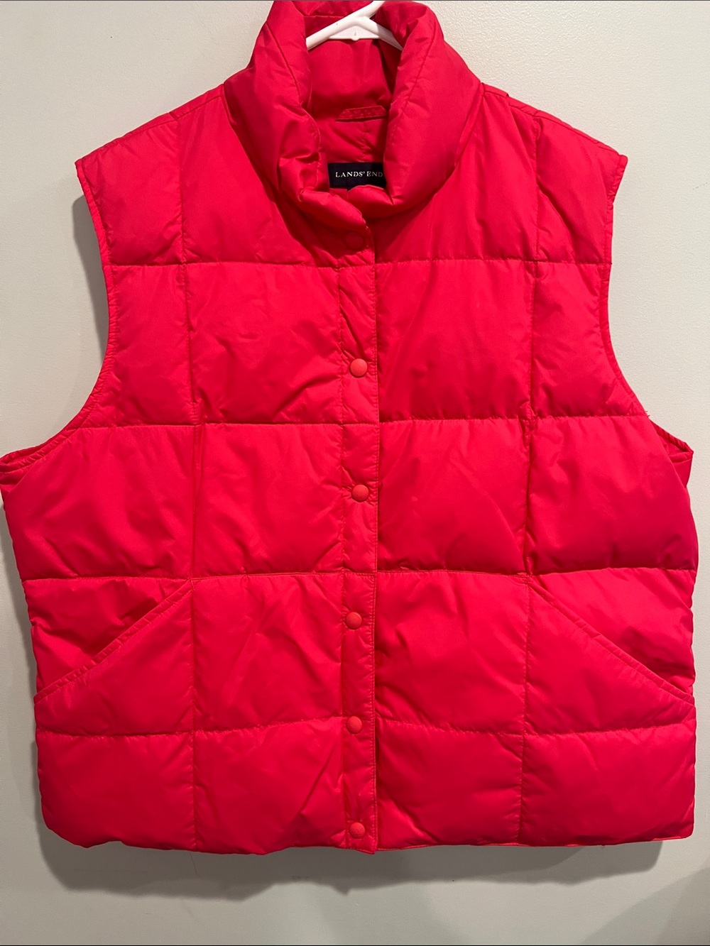 Lands' End Bright Red Quilted Puffer Vest Womens XL